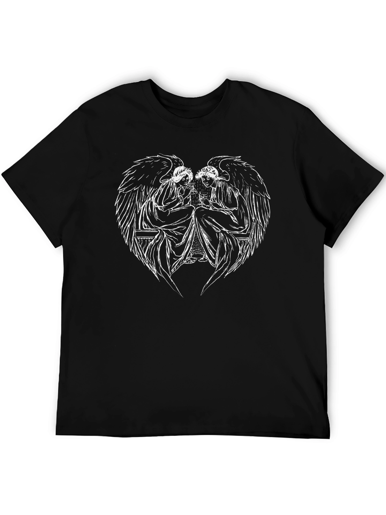Angelic Wings Graphic Black T-Shirt