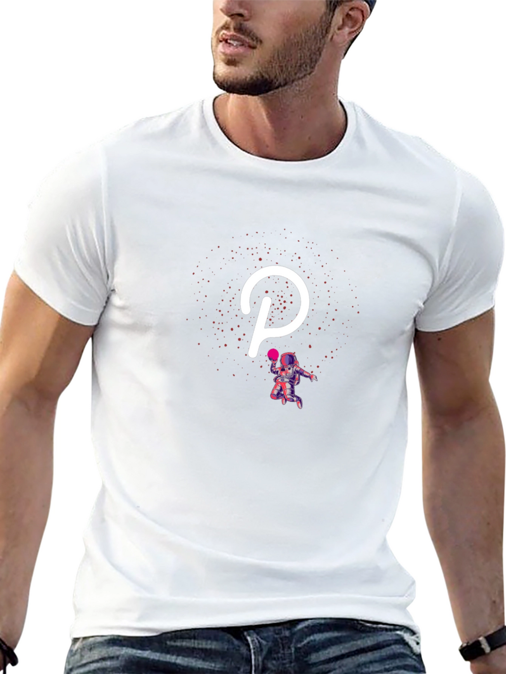 Polkadot Astronaut Black T-Shirt
