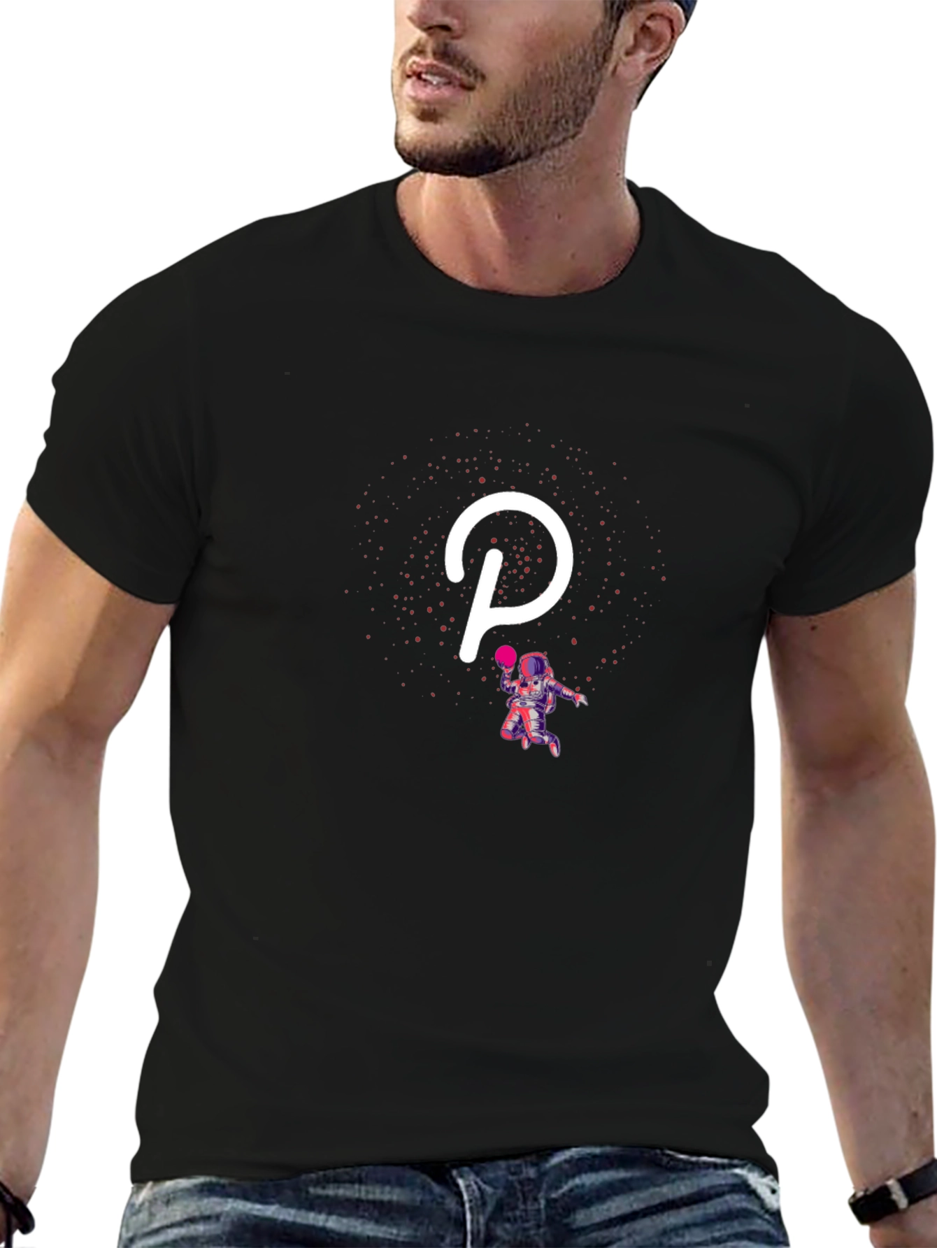 Polkadot Astronaut Black T-Shirt