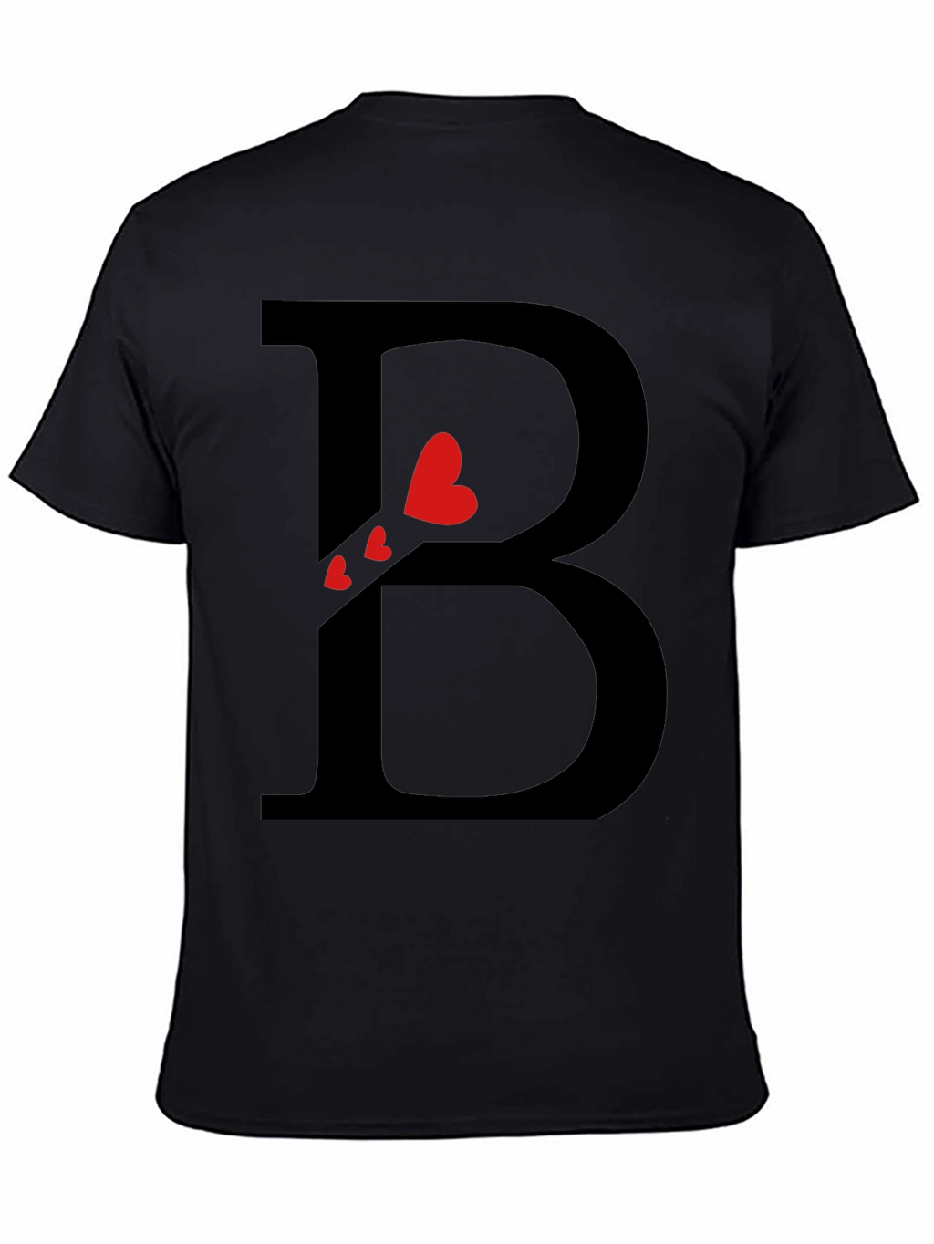 Heart Initial B Black T-Shirt