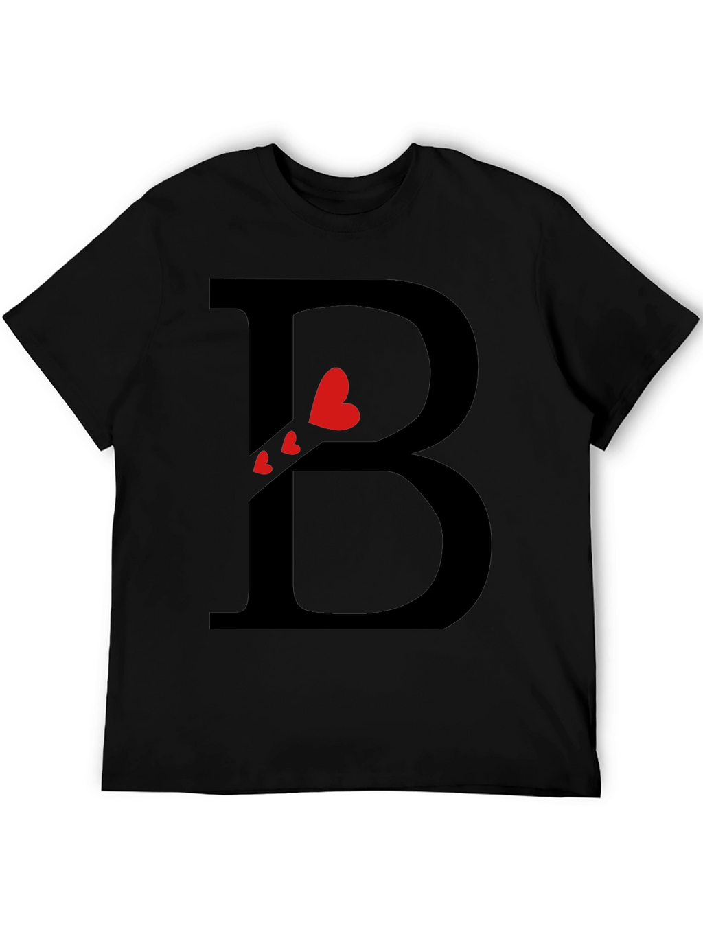 Heart Initial B Black T-Shirt