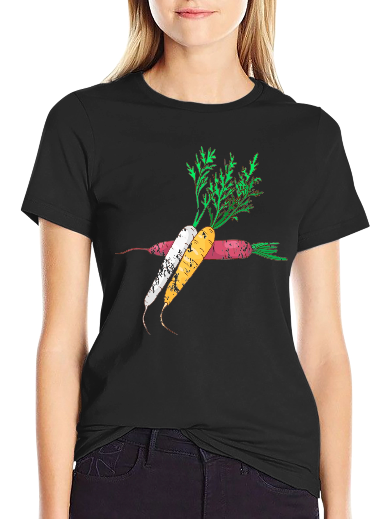 Carrot Graphic Black T-Shirt Trendy Design