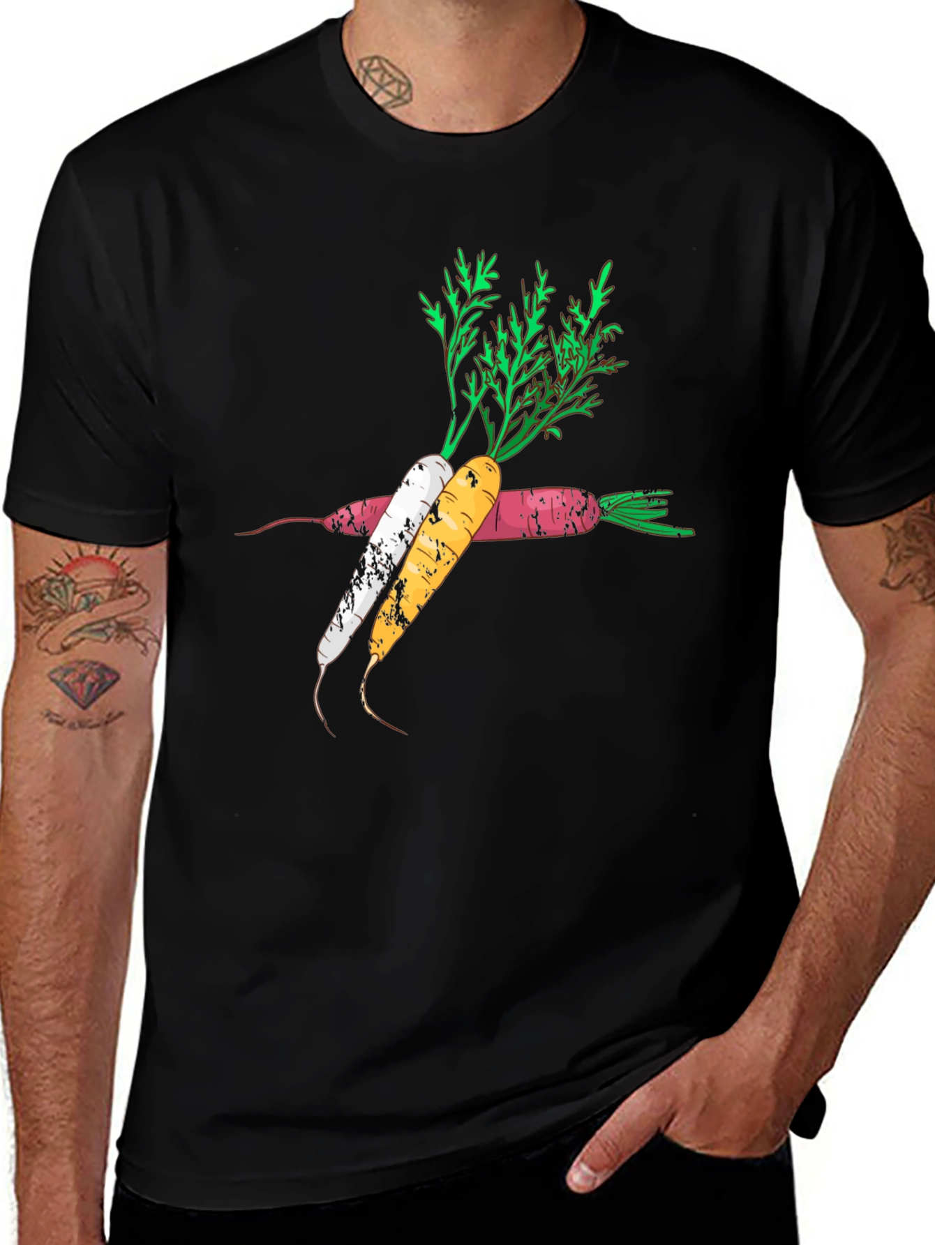 Carrot Graphic Black T-Shirt Trendy Design