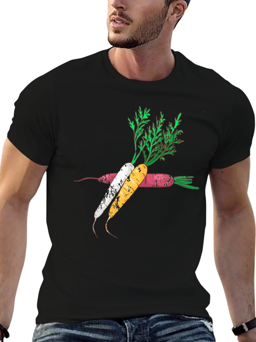 Carrot Graphic Black T-Shirt Trendy Design