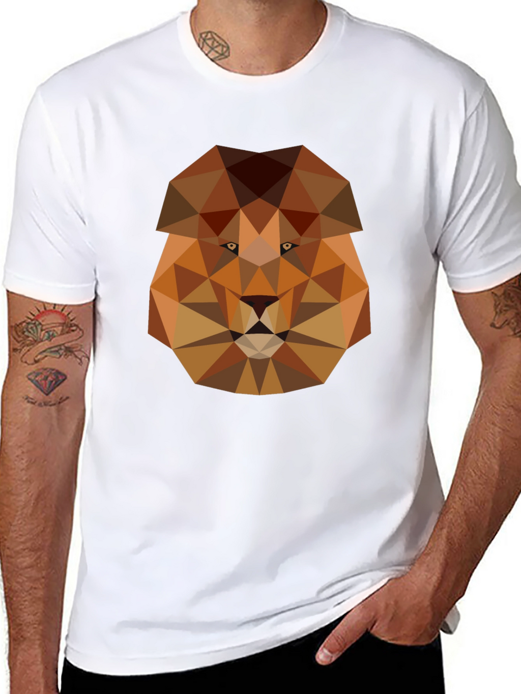 Geometric Lion Graphic Tee - Modern Style