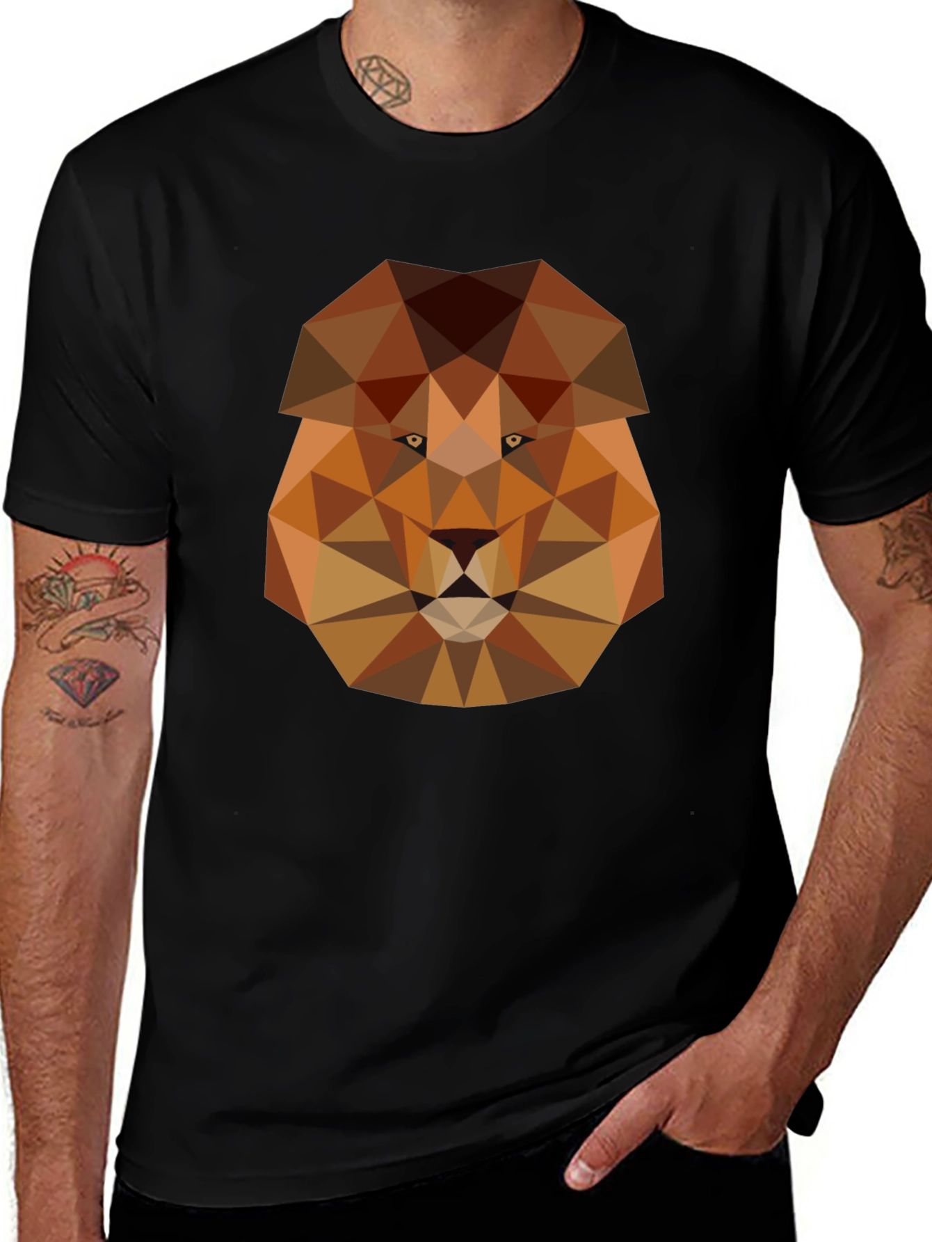 Geometric Lion Graphic Tee - Modern Style