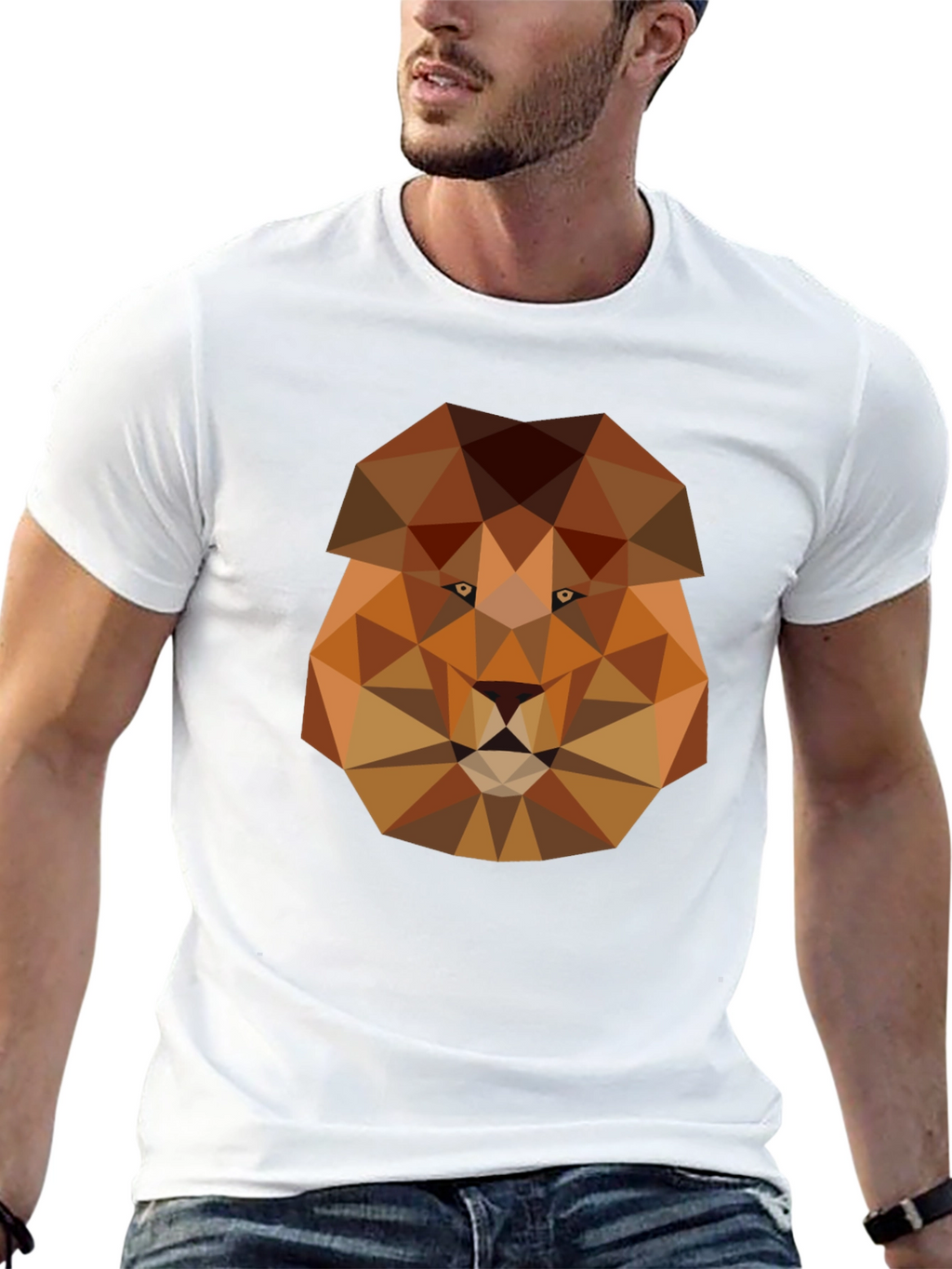 Geometric Lion Graphic Tee - Modern Style