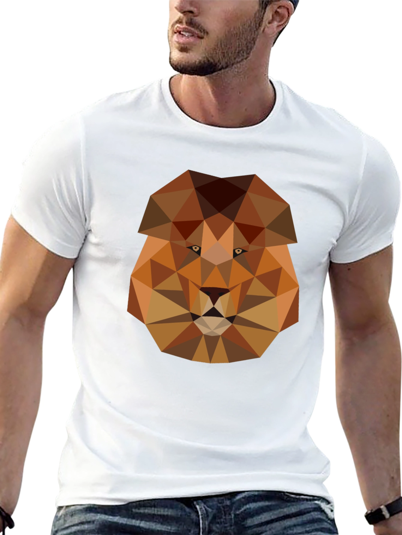 Geometric Lion Graphic Tee - Modern Style