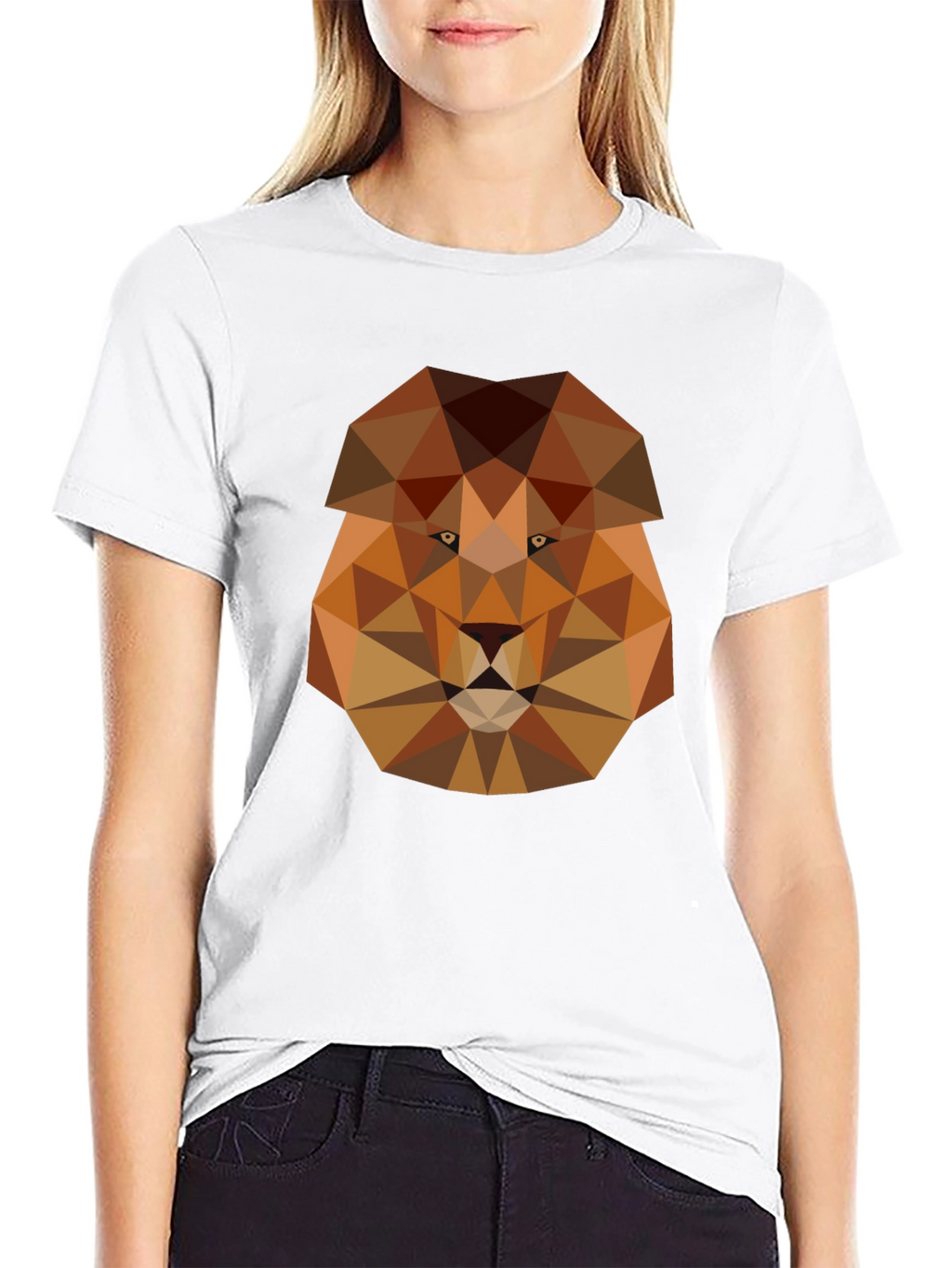 Geometric Lion Graphic Tee - Modern Style