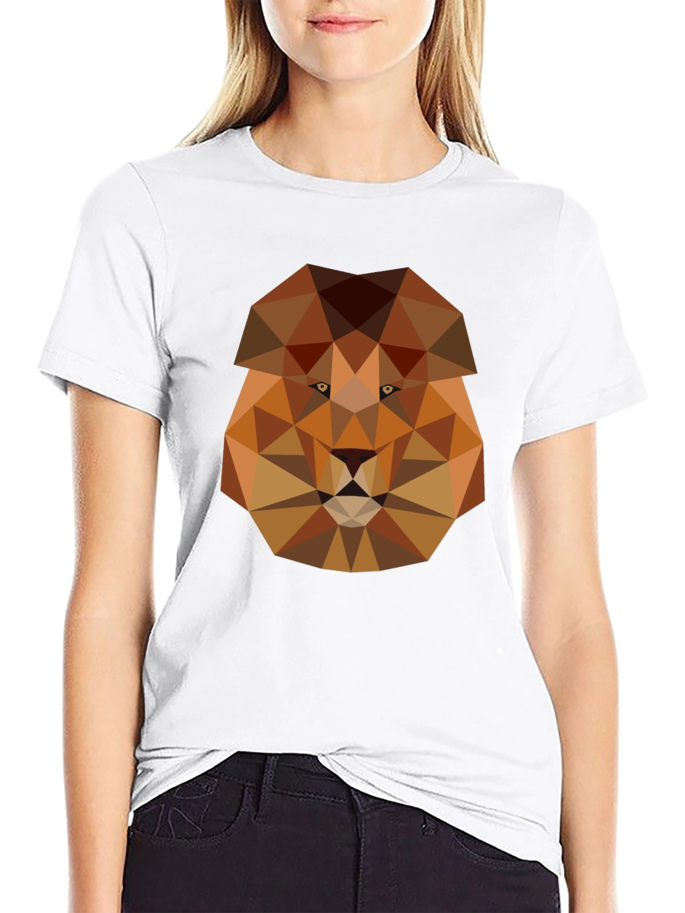 Geometric Lion Graphic Tee - Modern Style