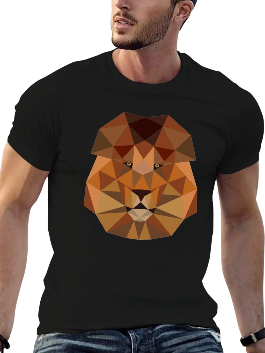 Geometric Lion Graphic Tee - Modern Style