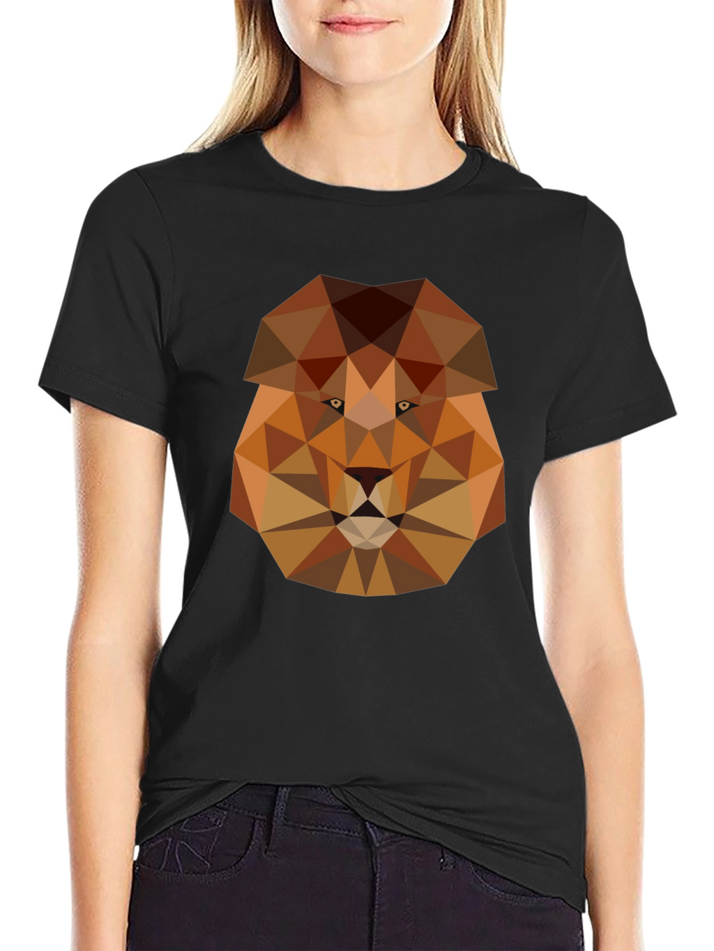Geometric Lion Graphic Tee - Modern Style