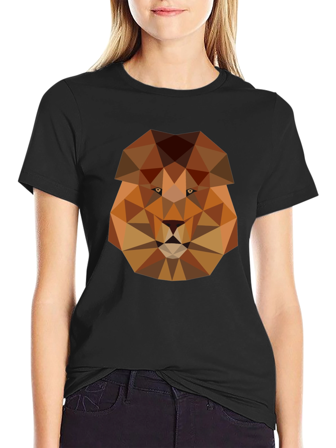 Geometric Lion Graphic Tee - Modern Style