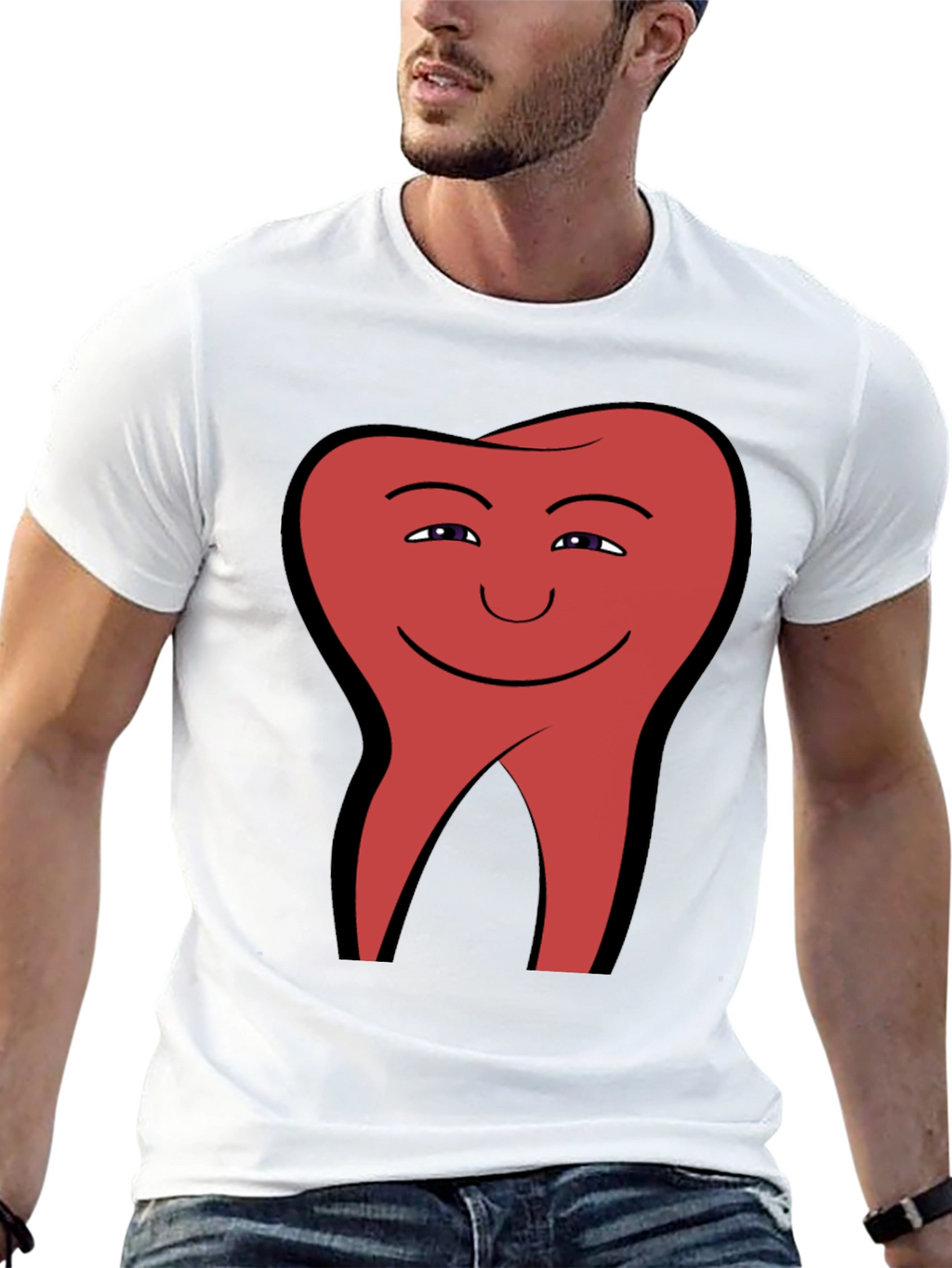 Smiling Tooth Graphic Tee - Black Cotton Blend