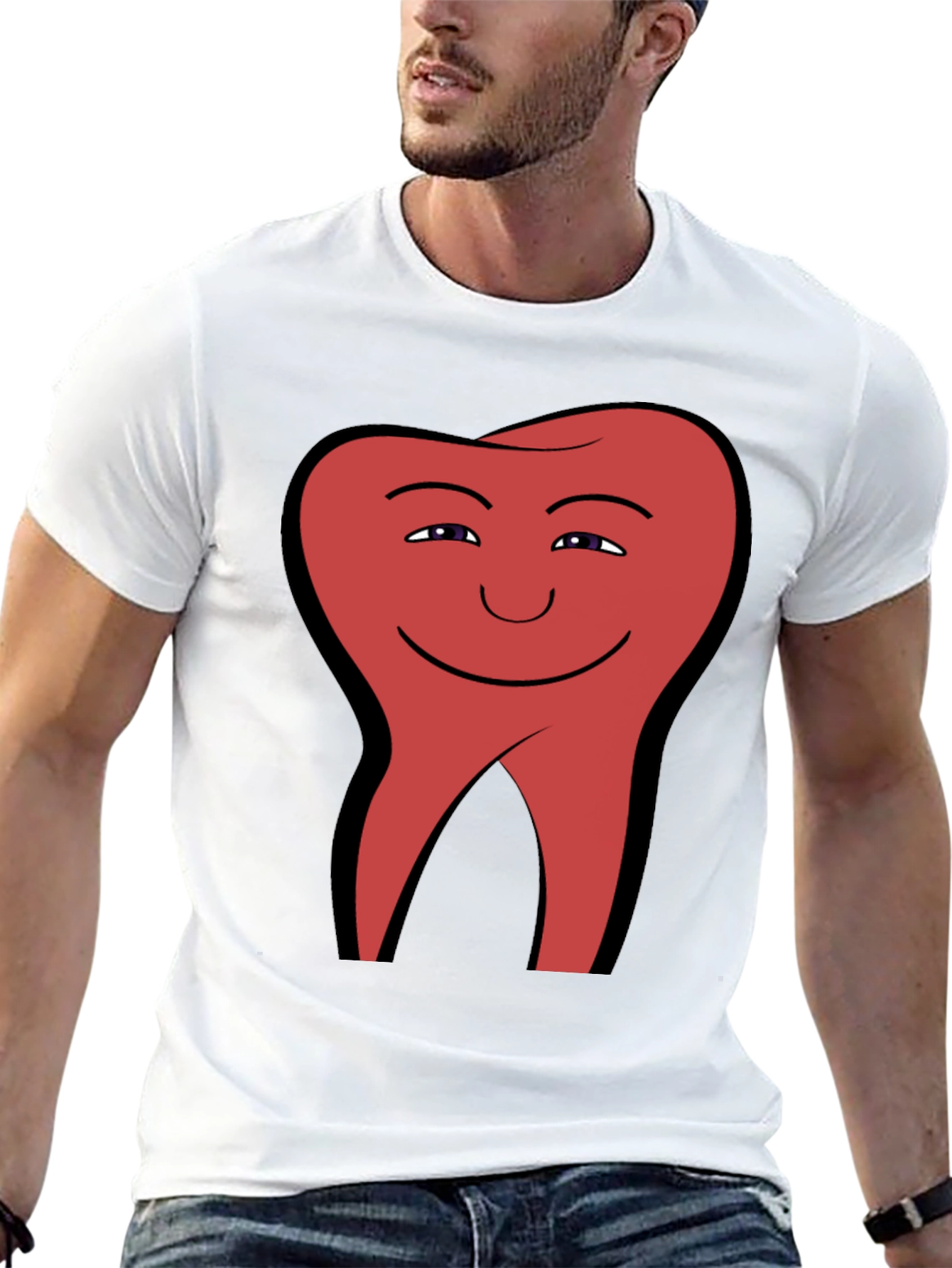 Smiling Tooth Graphic Tee - Black Cotton Blend