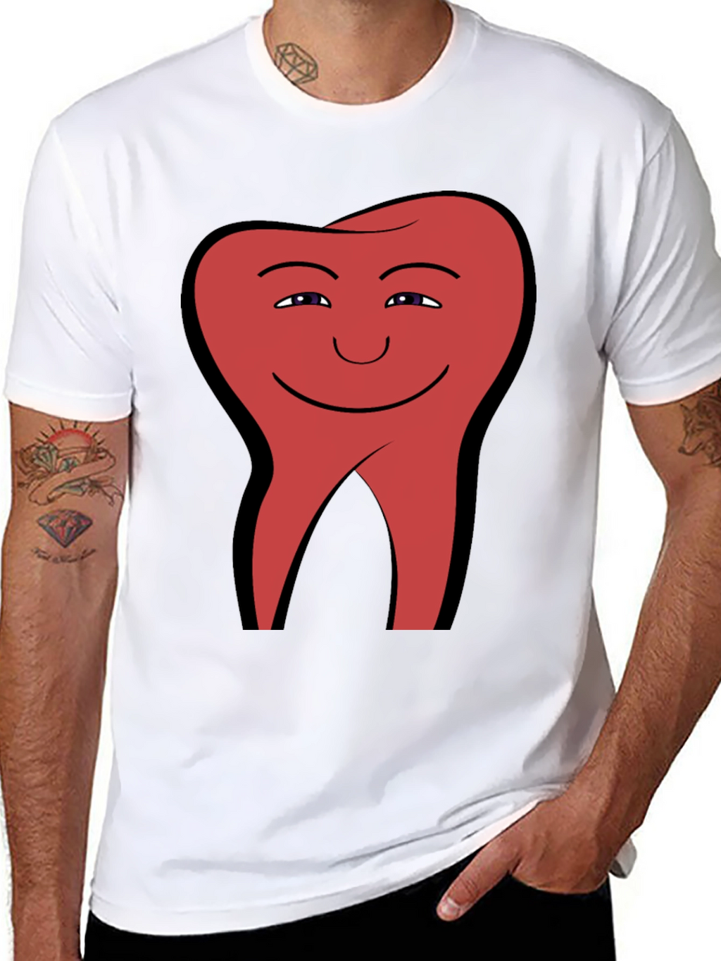 Smiling Tooth Graphic Tee - Black Cotton Blend