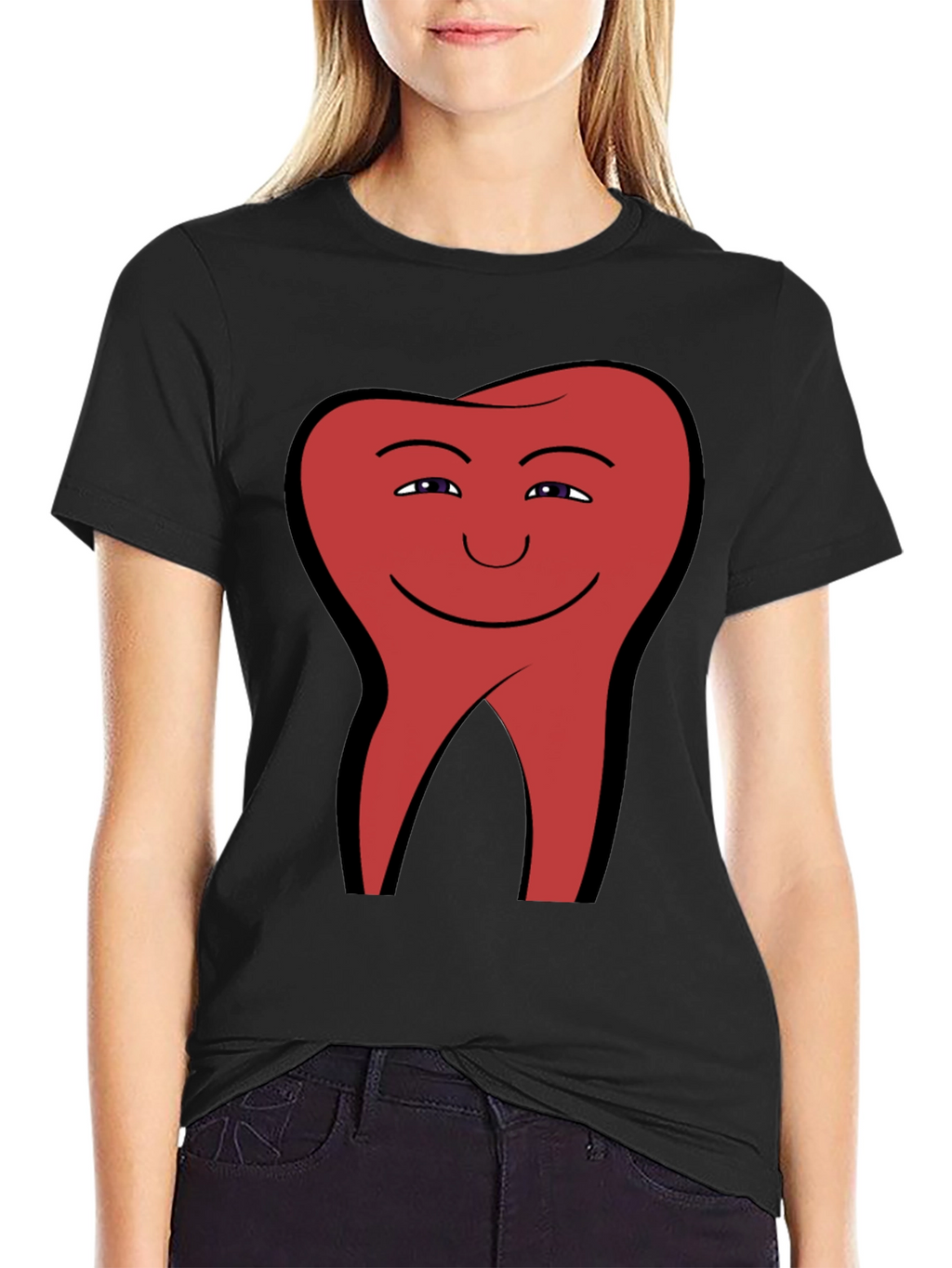 Smiling Tooth Graphic Tee - Black Cotton Blend