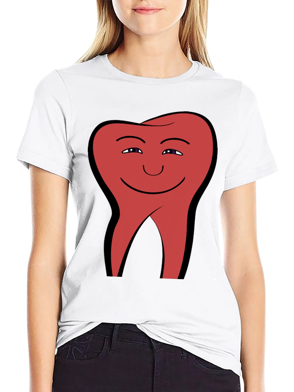 Smiling Tooth Graphic Tee - Black Cotton Blend