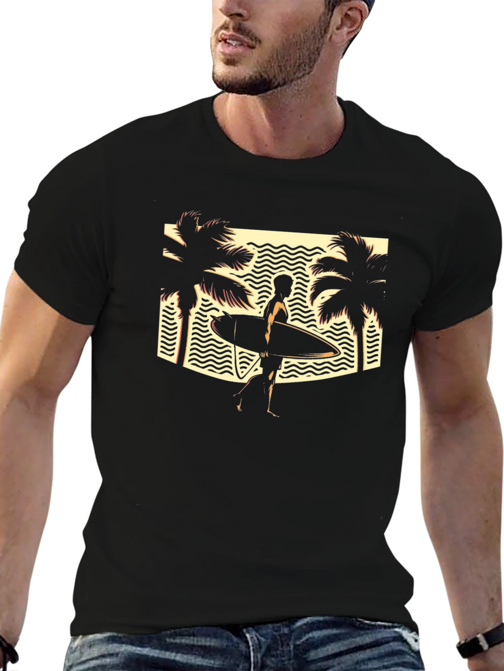 Retro Surfer T-Shirt: Beach Vibes Only