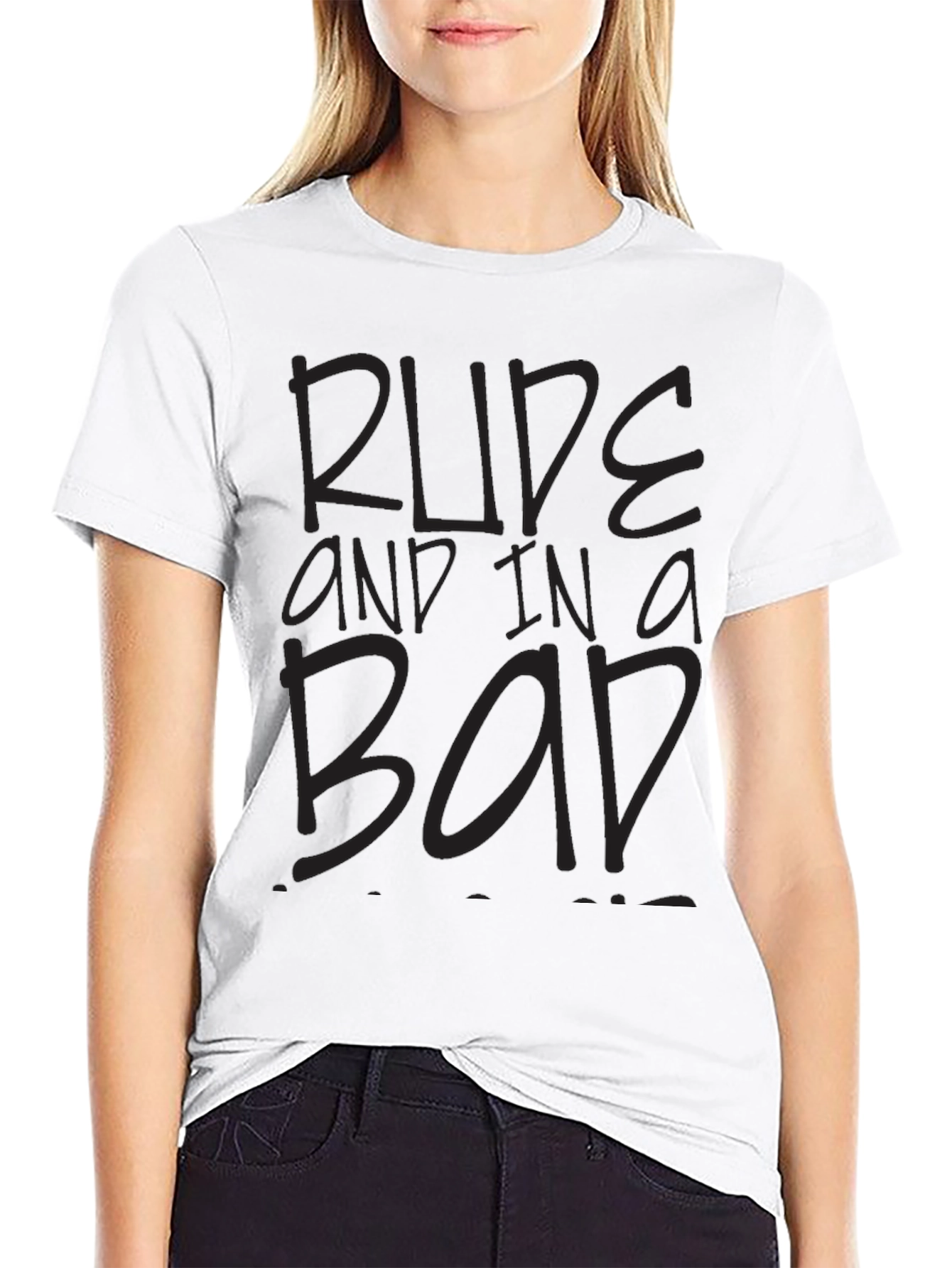 Rude and in a Bad Mood Black T-Shirt