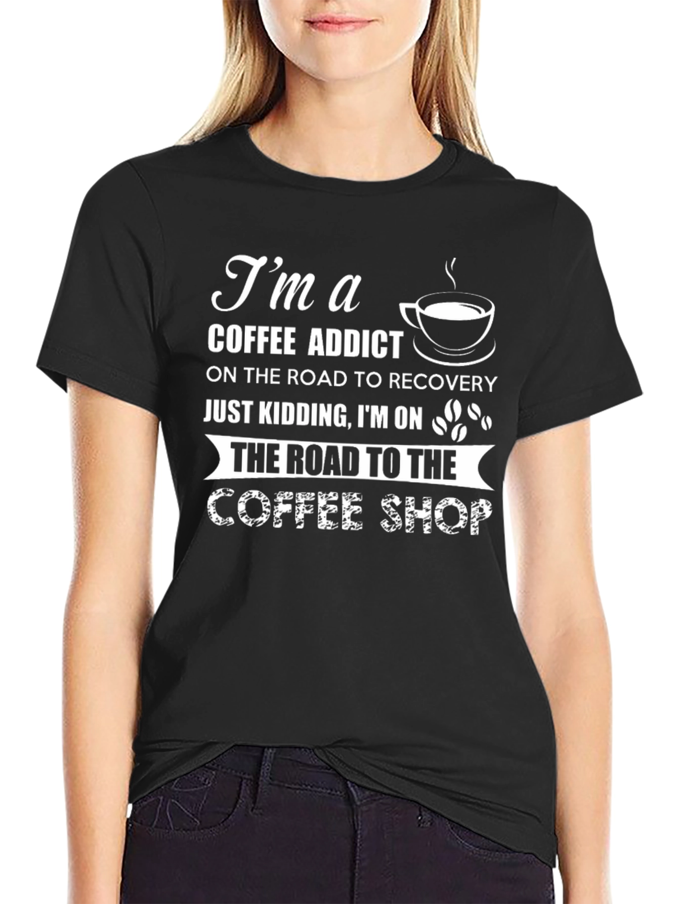 Coffee Addict T-Shirt - Road to Coffee Shop Tee