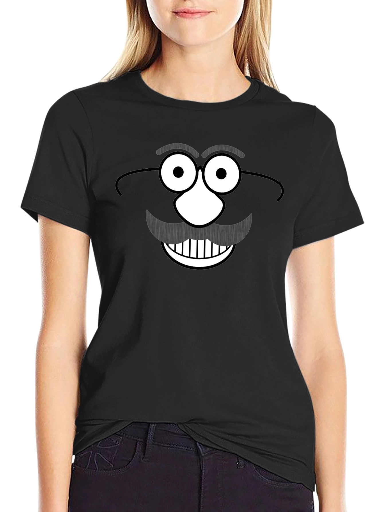 Funny Mr. Potato Head Graphic Black T-Shirt