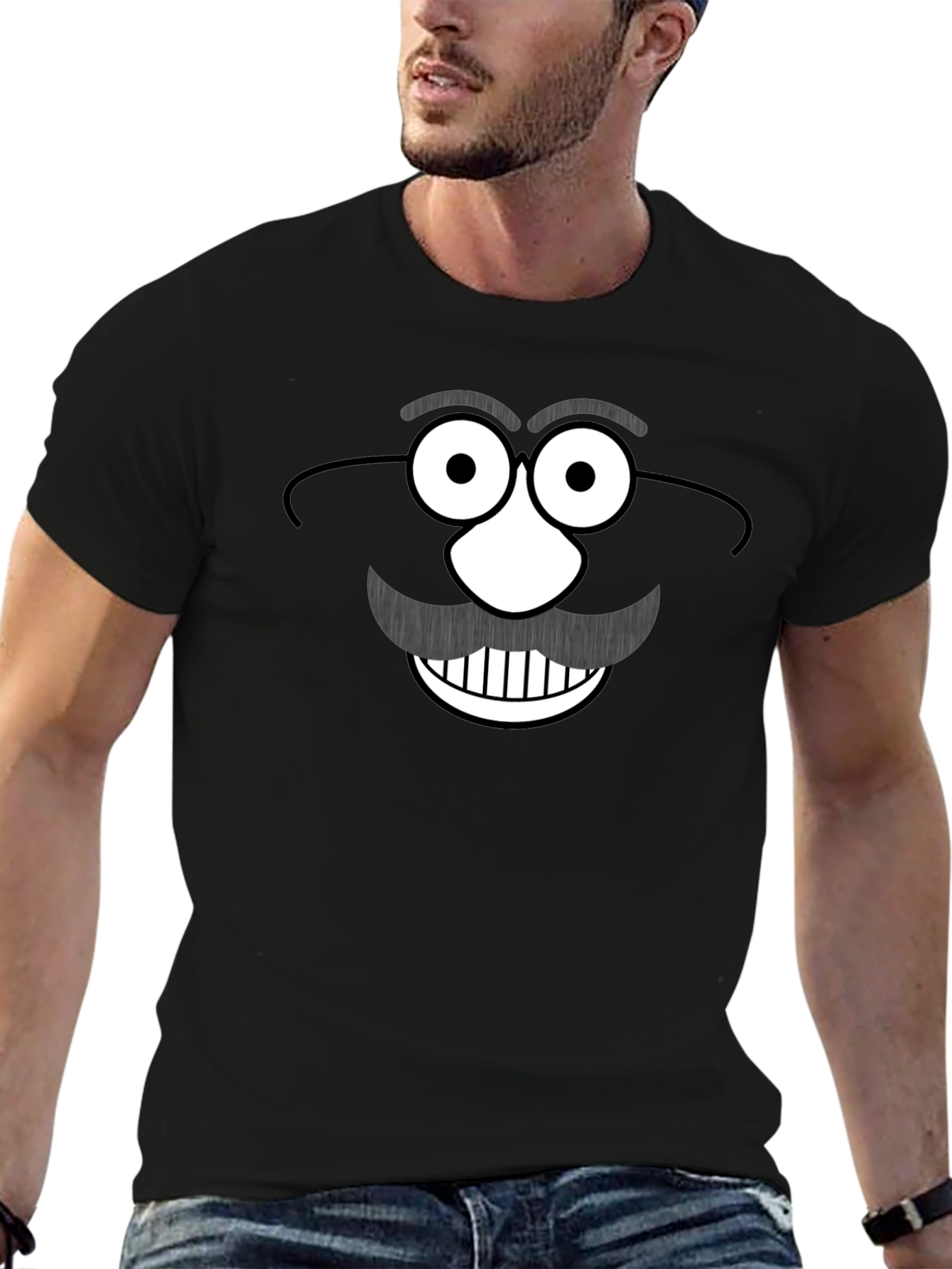 Funny Mr. Potato Head Graphic Black T-Shirt