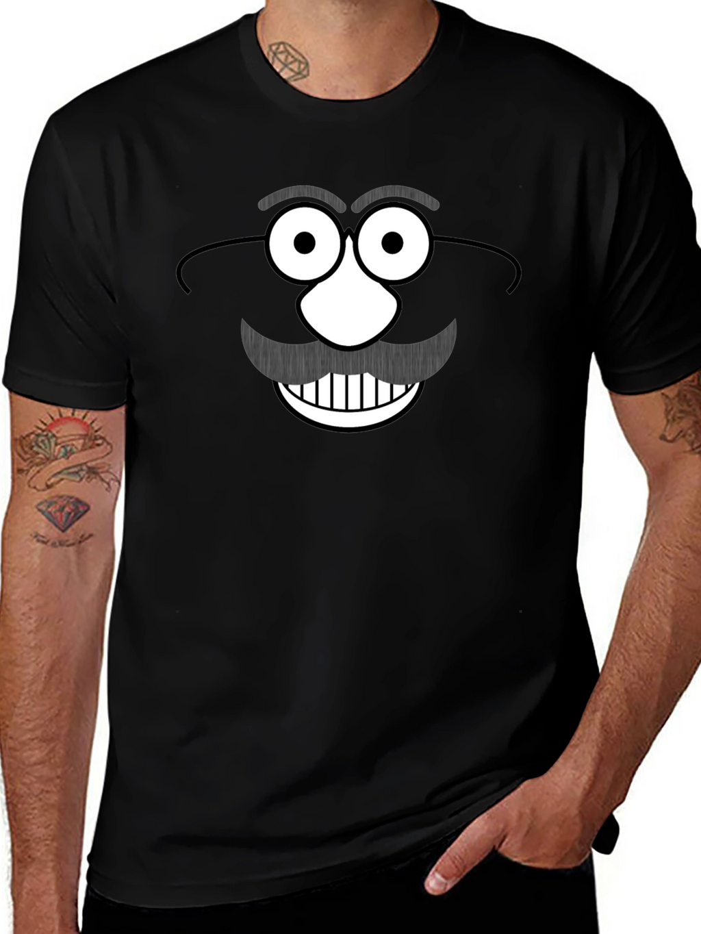 Funny Mr. Potato Head Graphic Black T-Shirt