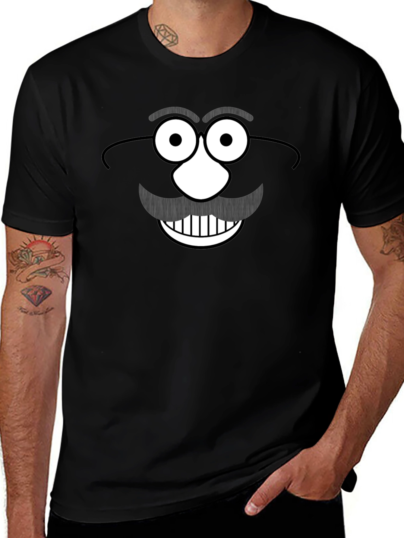Funny Mr. Potato Head Graphic Black T-Shirt