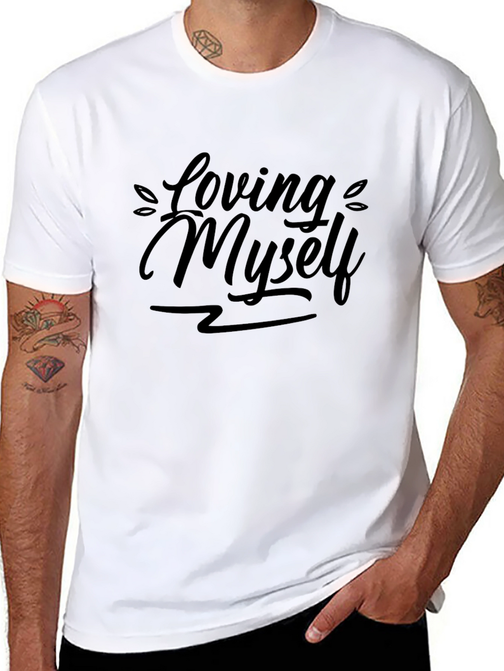Loving Myself Black Graphic T-Shirt