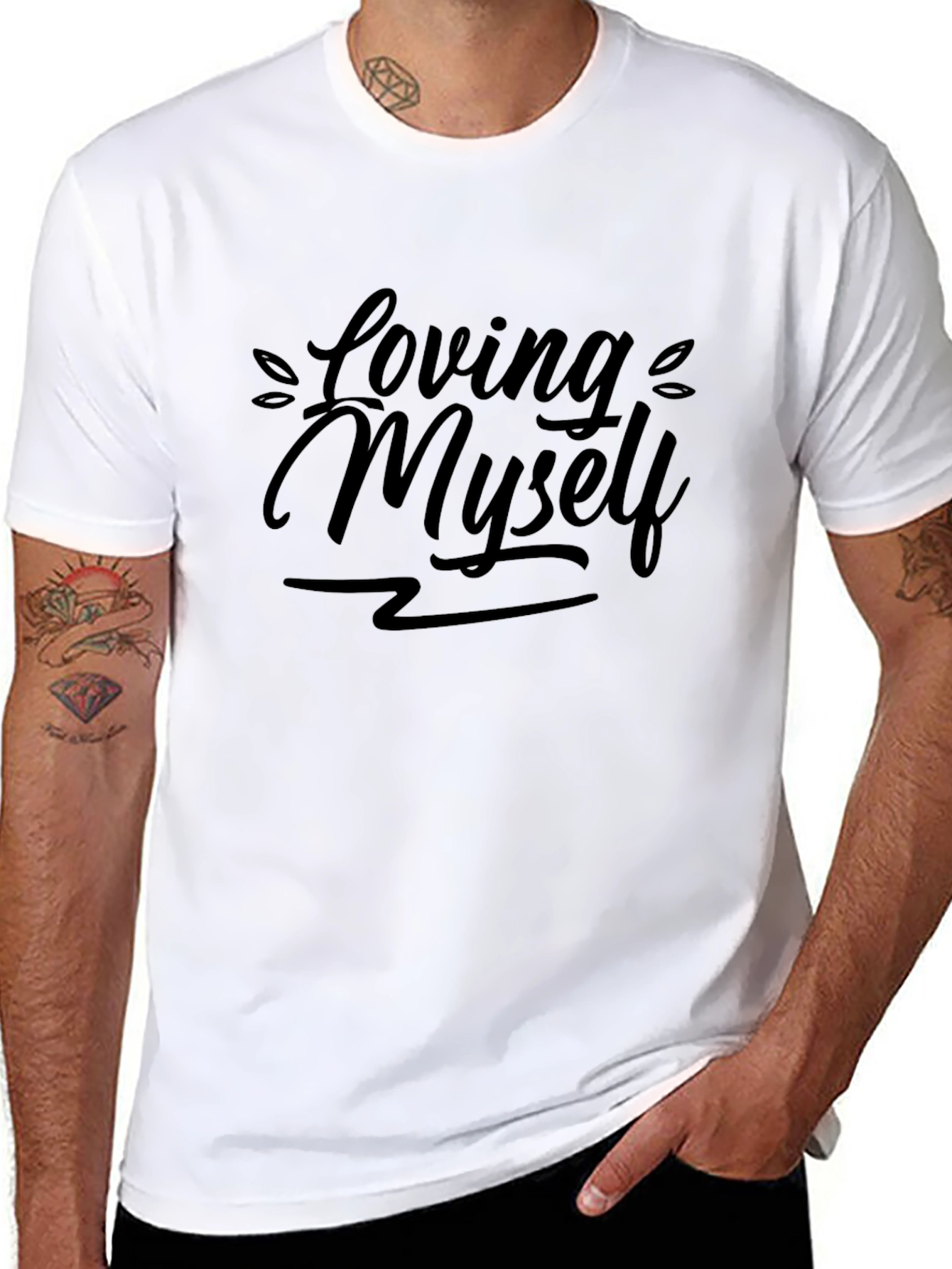 Loving Myself Black Graphic T-Shirt