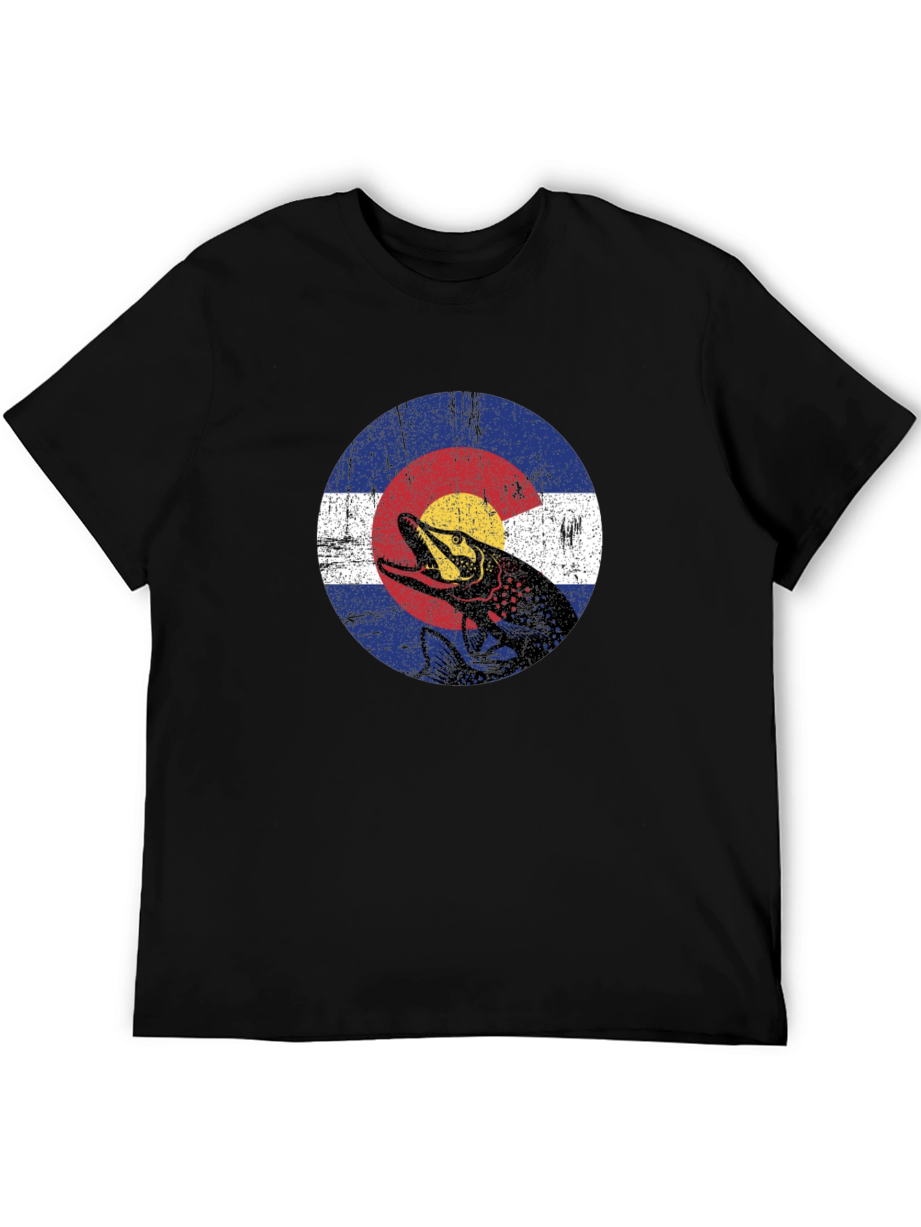 Colorado Flag Fish Graphic Tee - Black Cotton T-Shirt