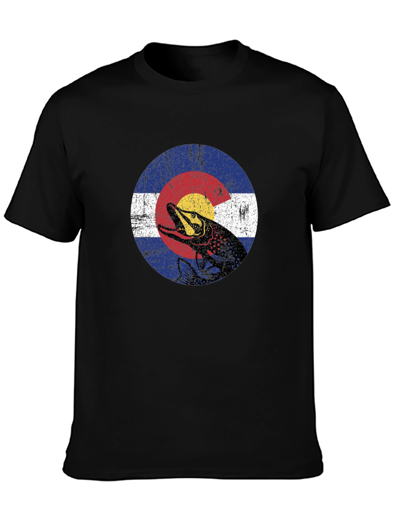 Colorado Flag Fish Graphic Tee - Black Cotton T-Shirt