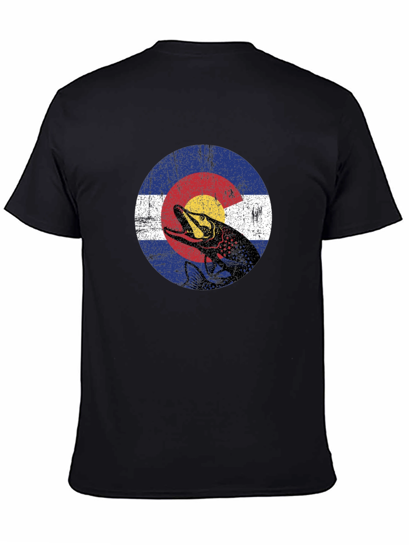 Colorado Flag Fish Graphic Tee - Black Cotton T-Shirt