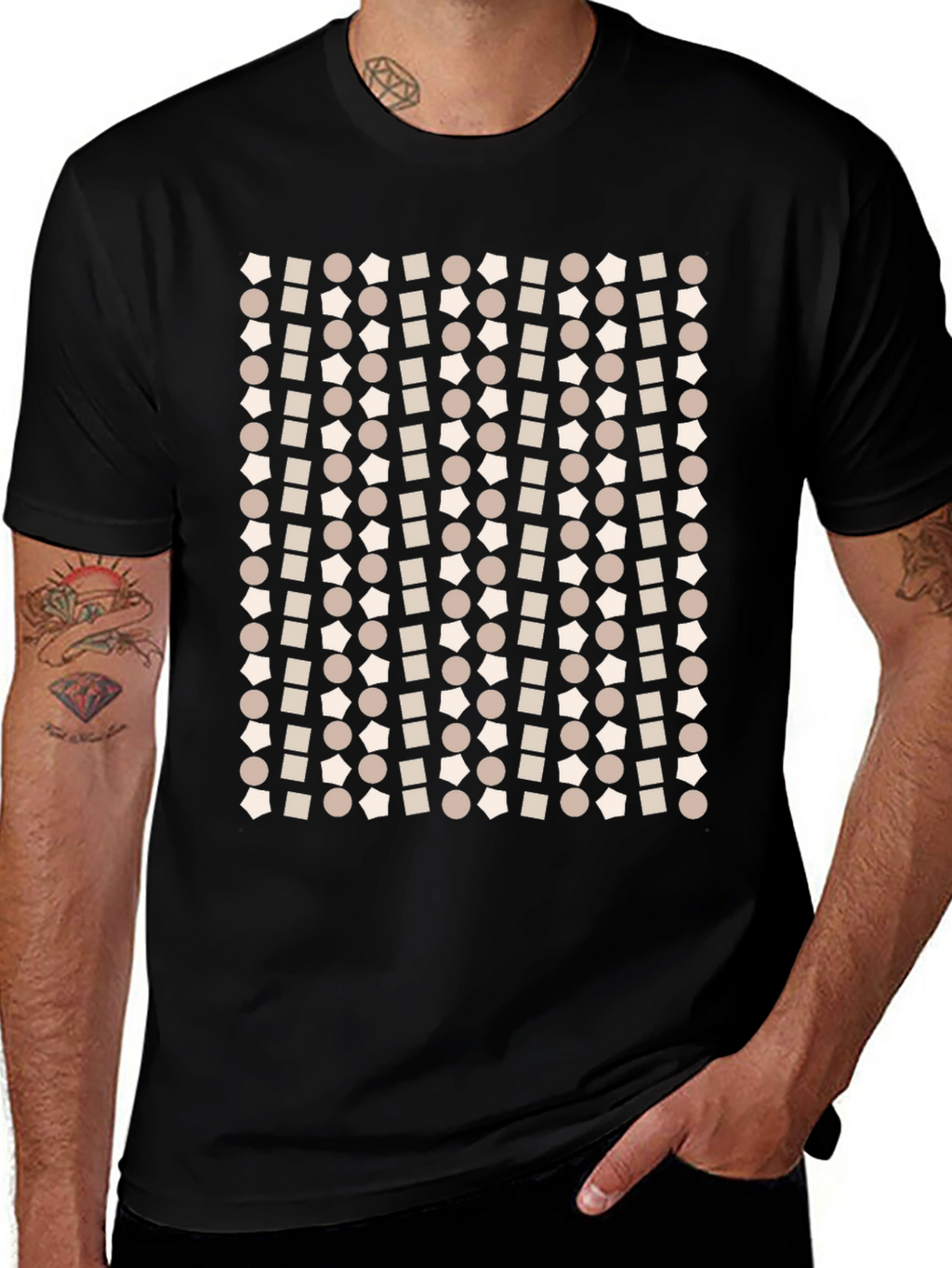 Geometric Pattern T-Shirt - Modern Print Tee