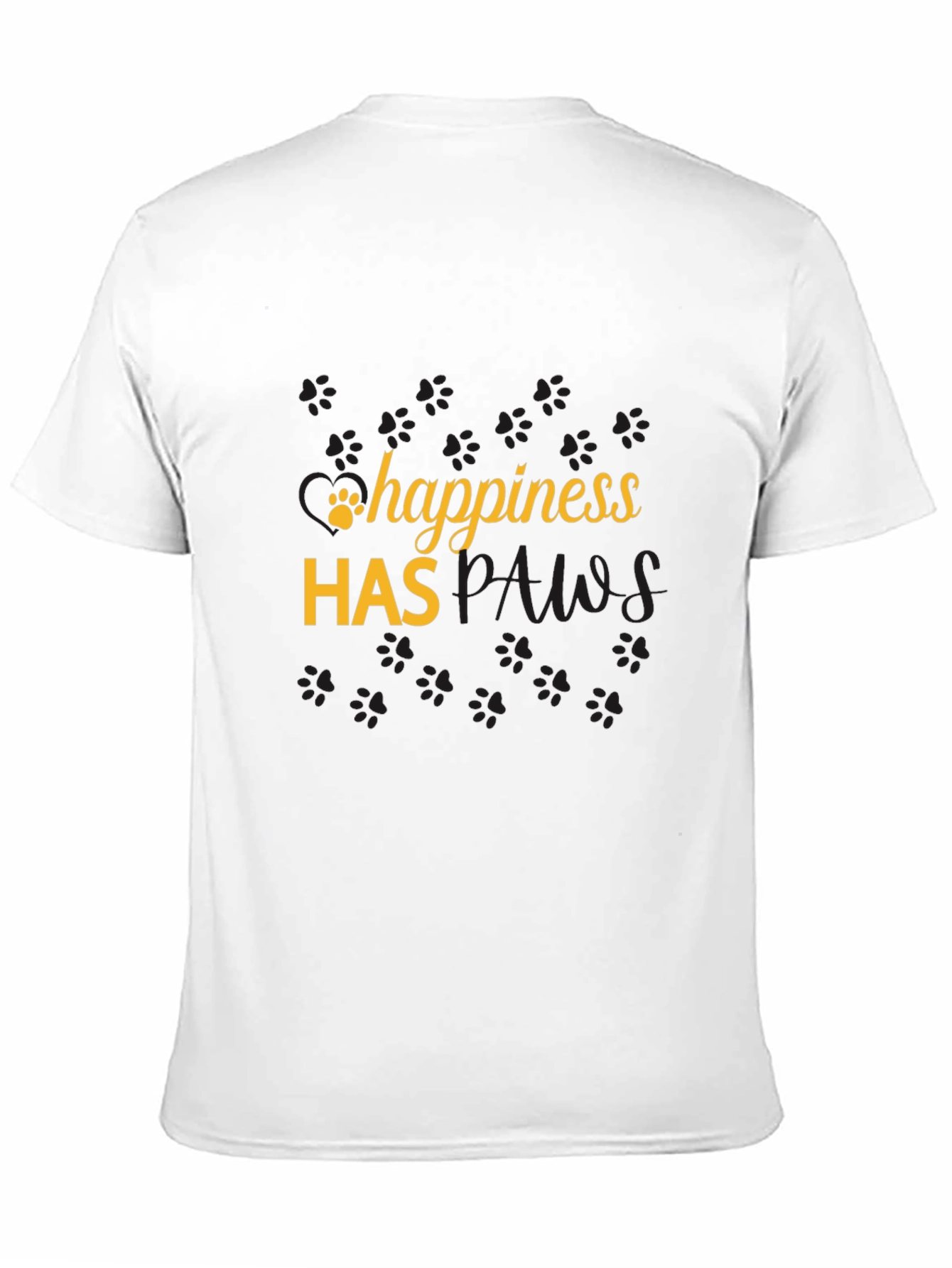 Happiness Has Paws Black T-Shirt