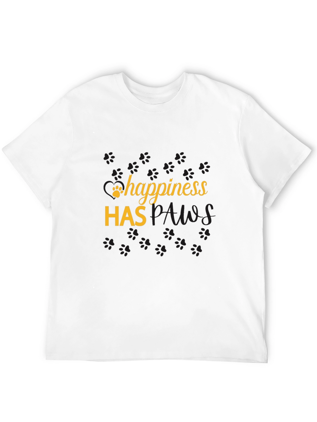 Happiness Has Paws Black T-Shirt