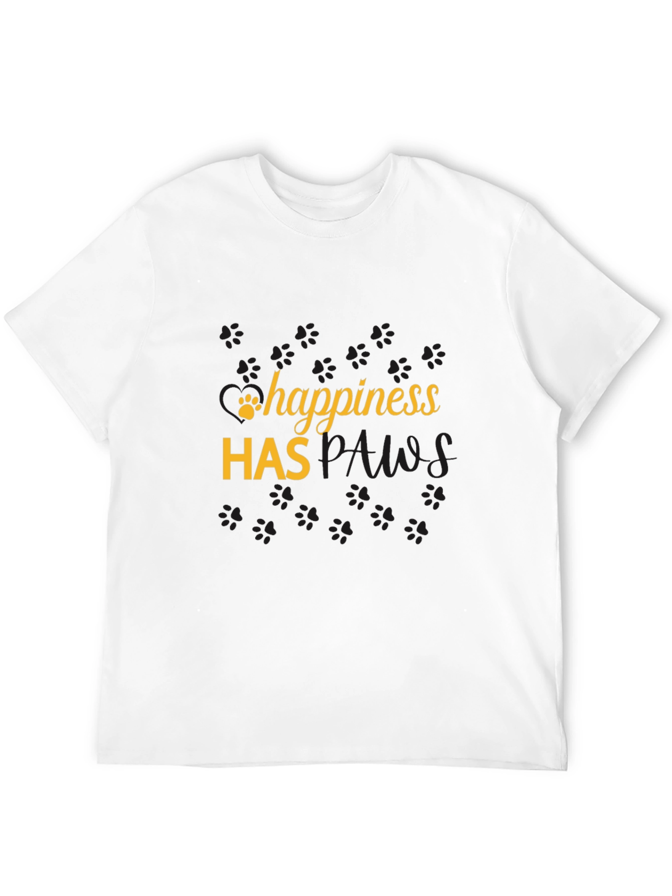 Happiness Has Paws Black T-Shirt