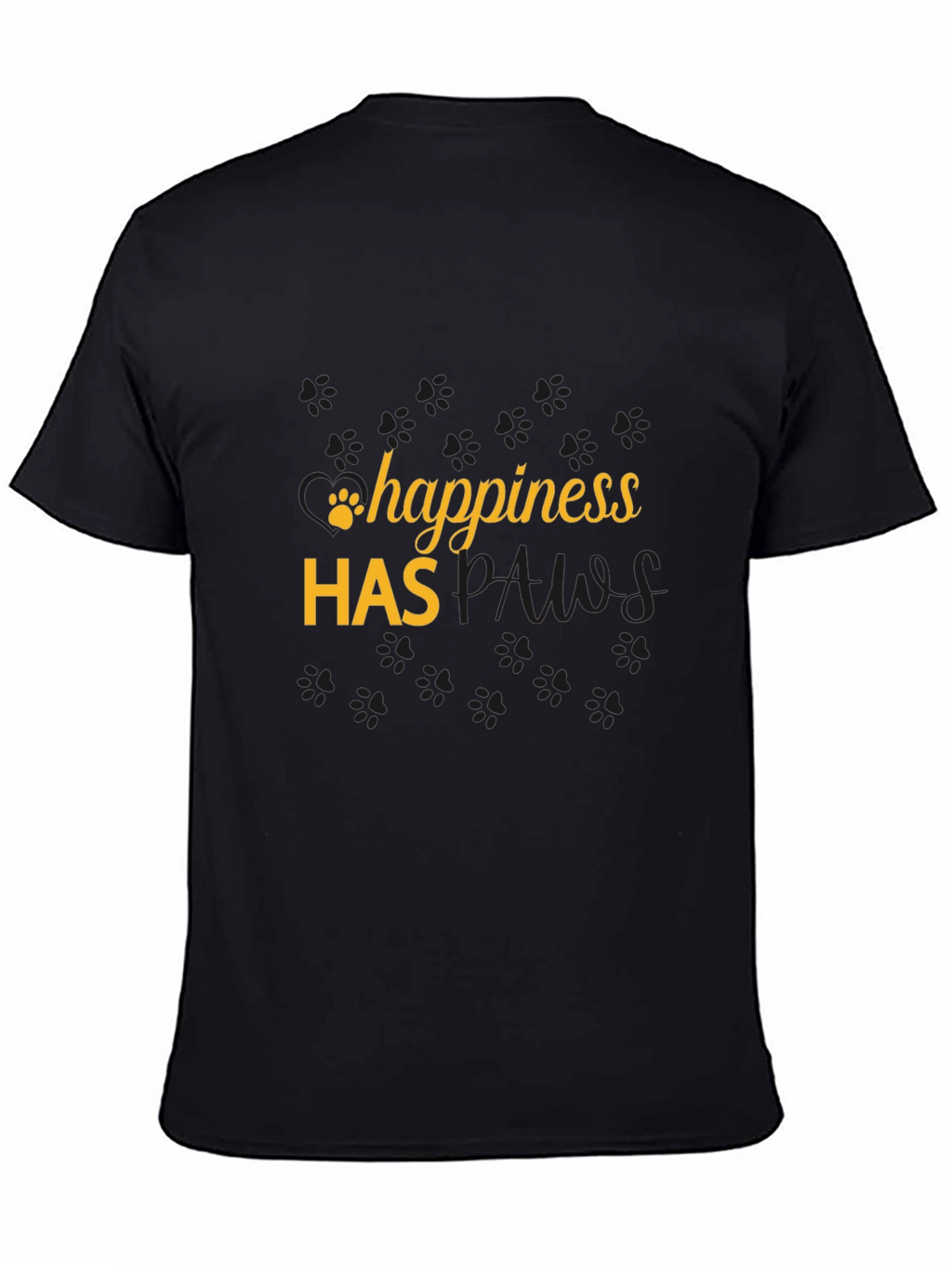 Happiness Has Paws Black T-Shirt