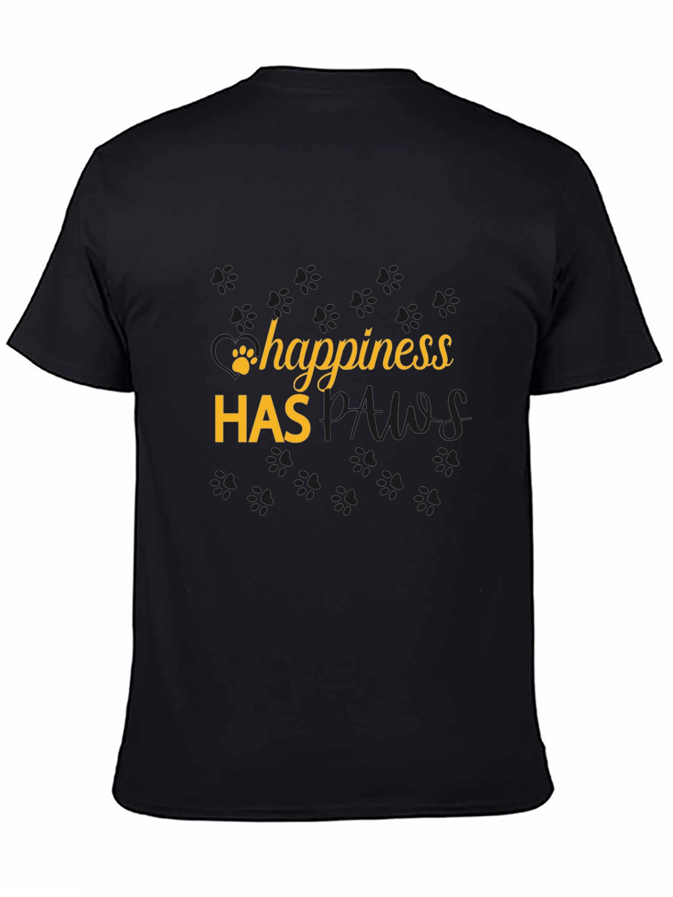 Happiness Has Paws Black T-Shirt
