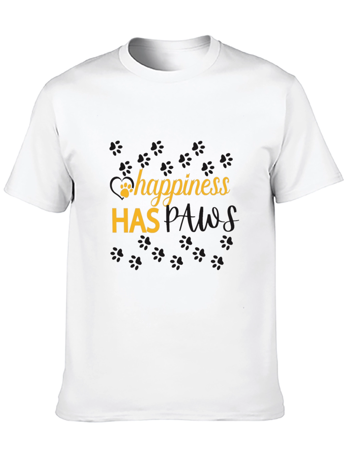Happiness Has Paws Black T-Shirt