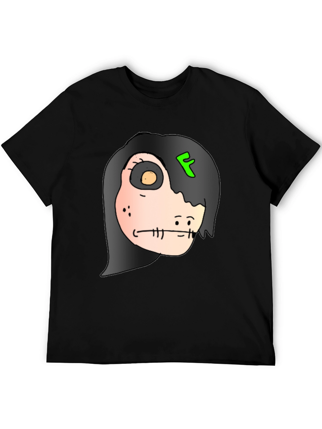 Creepy Character Graphic Print Black T-Shirt