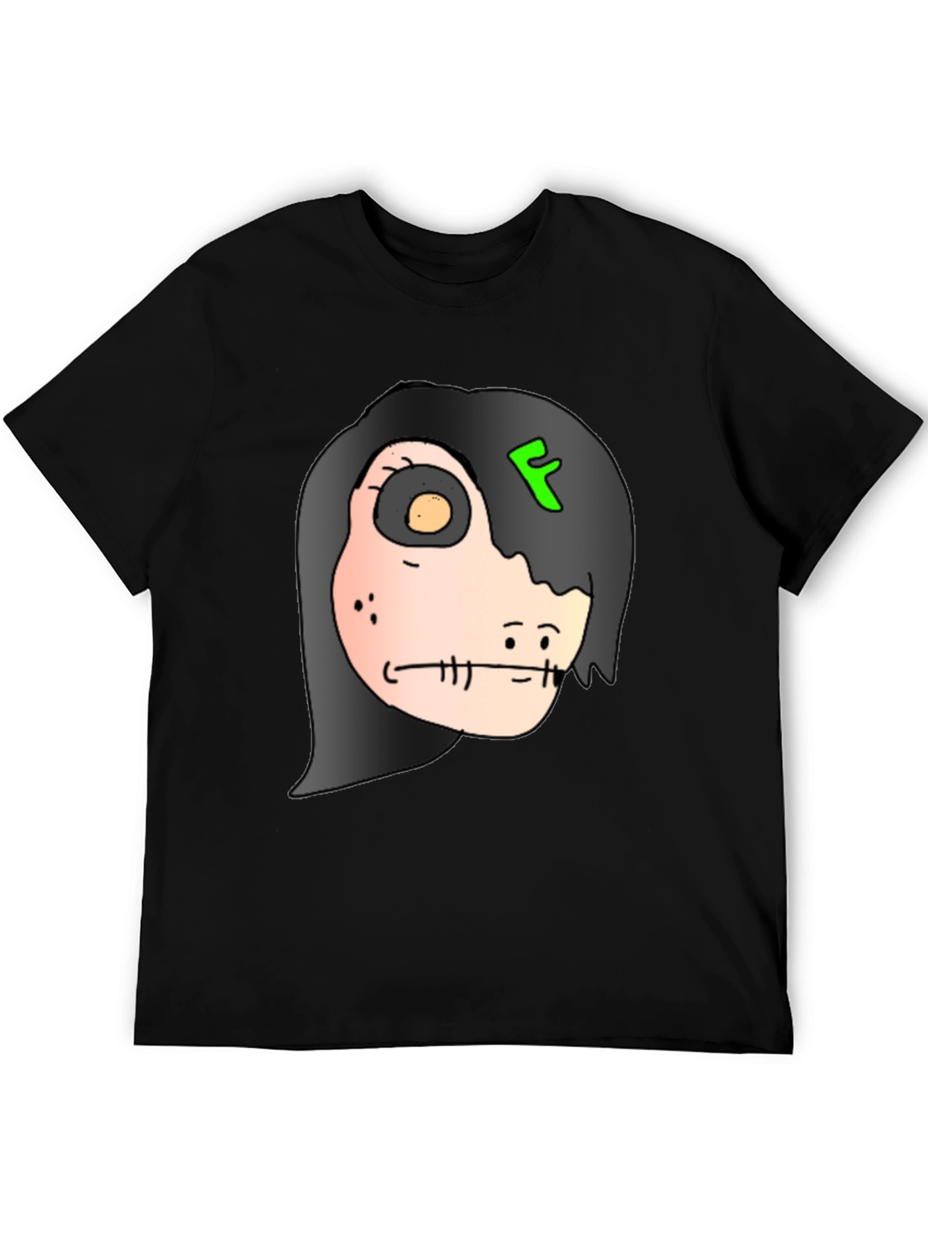 Creepy Character Graphic Print Black T-Shirt