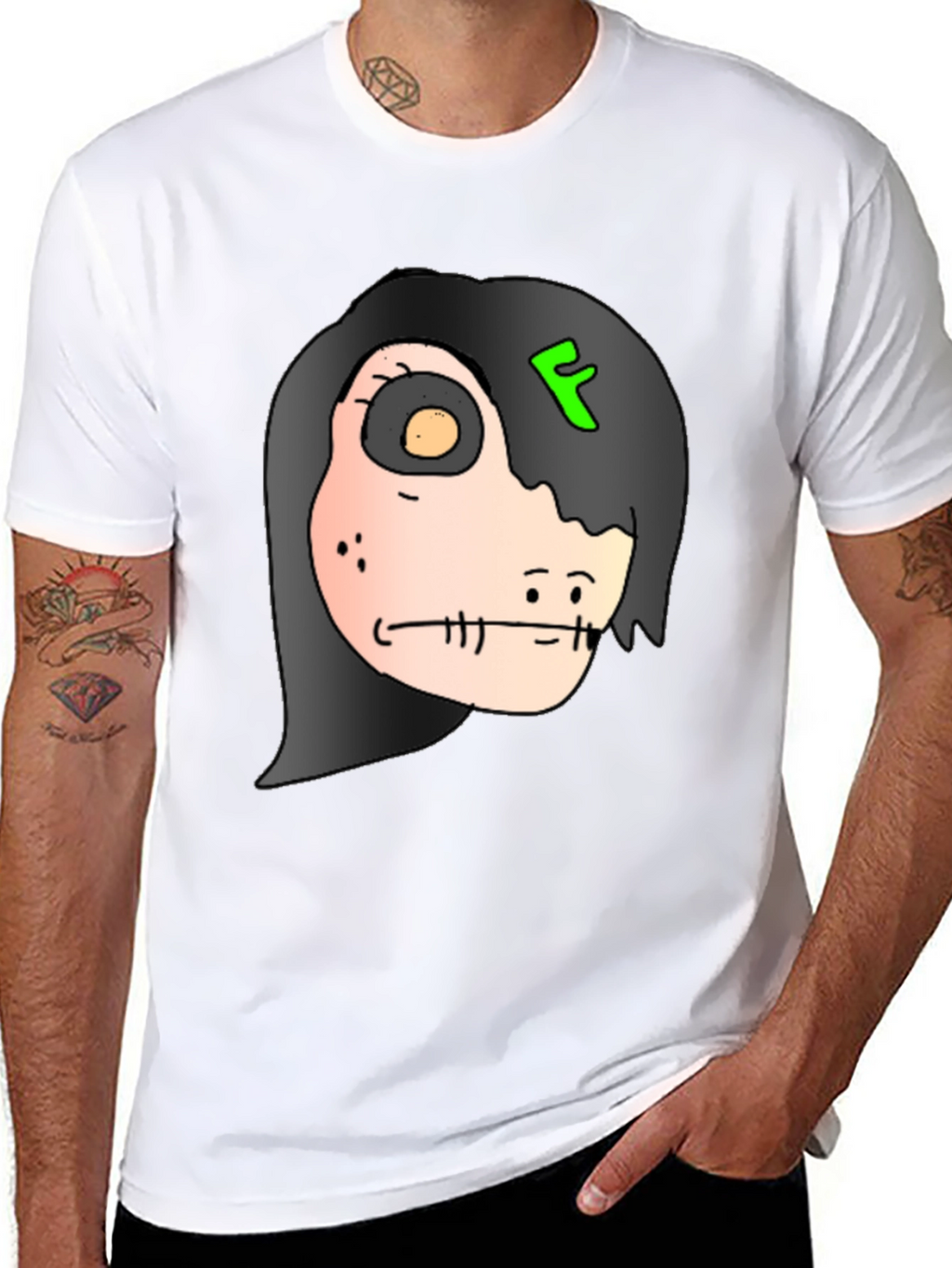 Creepy Character Graphic Print Black T-Shirt