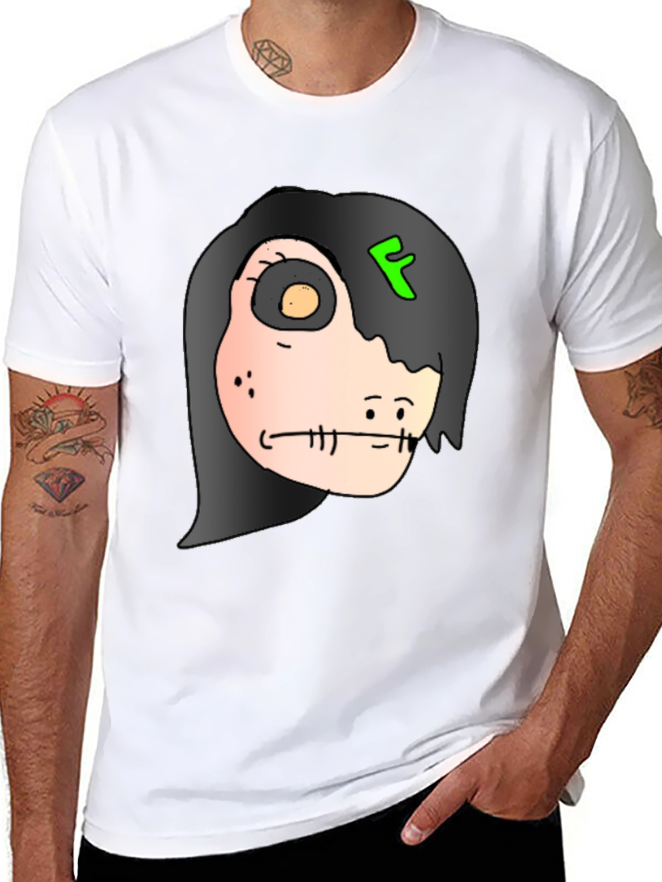 Creepy Character Graphic Print Black T-Shirt