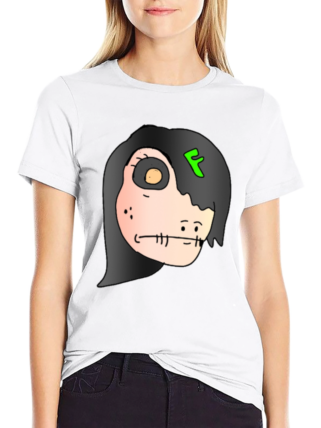 Creepy Character Graphic Print Black T-Shirt