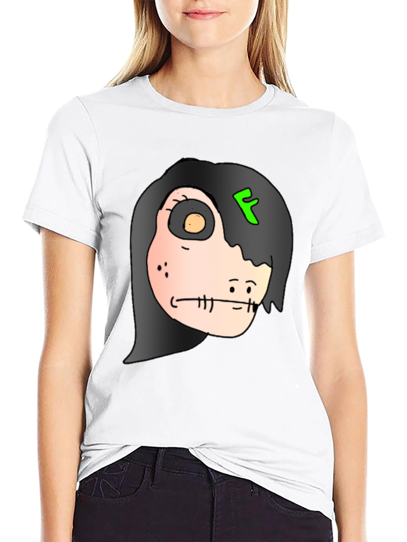 Creepy Character Graphic Print Black T-Shirt