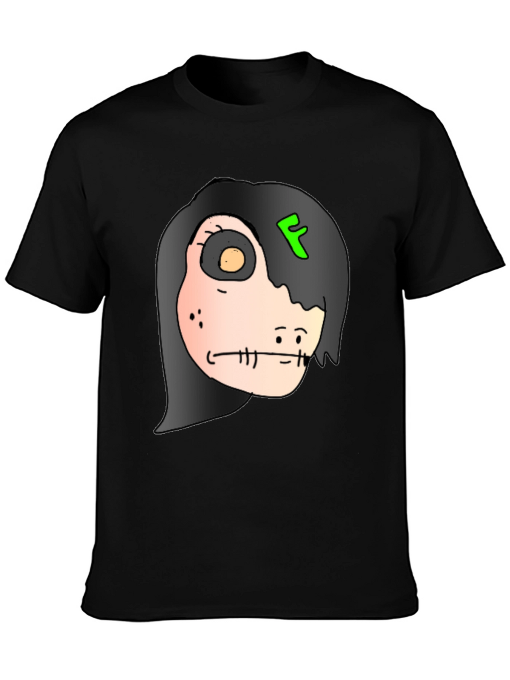 Creepy Character Graphic Print Black T-Shirt