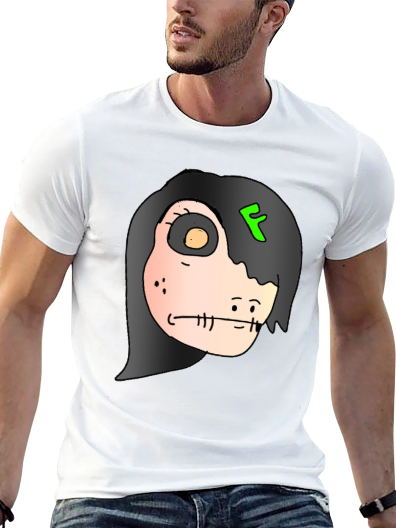 Creepy Character Graphic Print Black T-Shirt