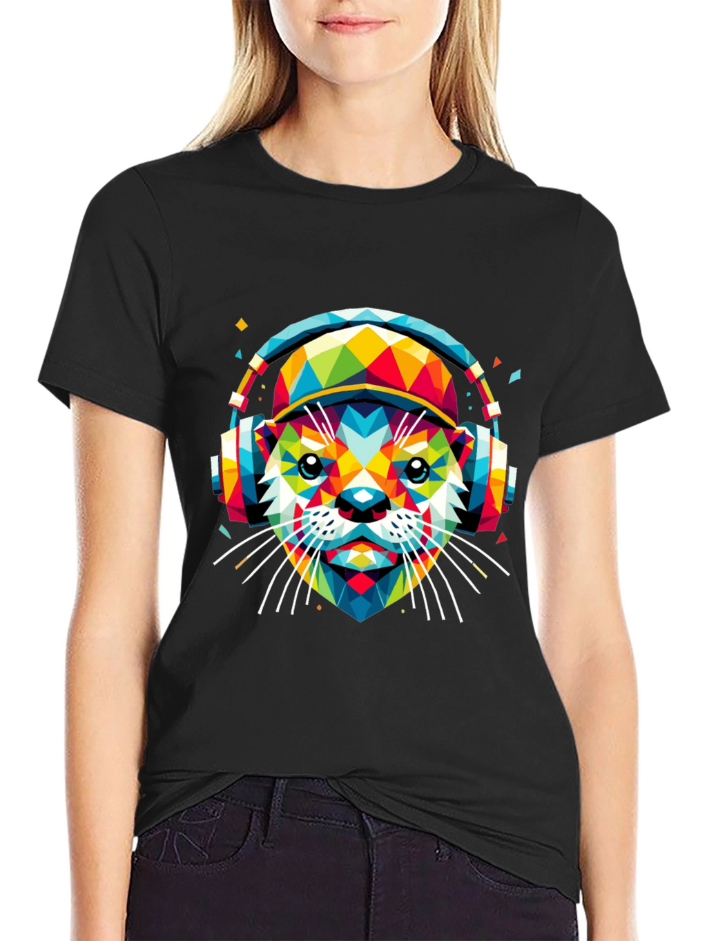 Vibrant Geometric Otter Graphic Tee